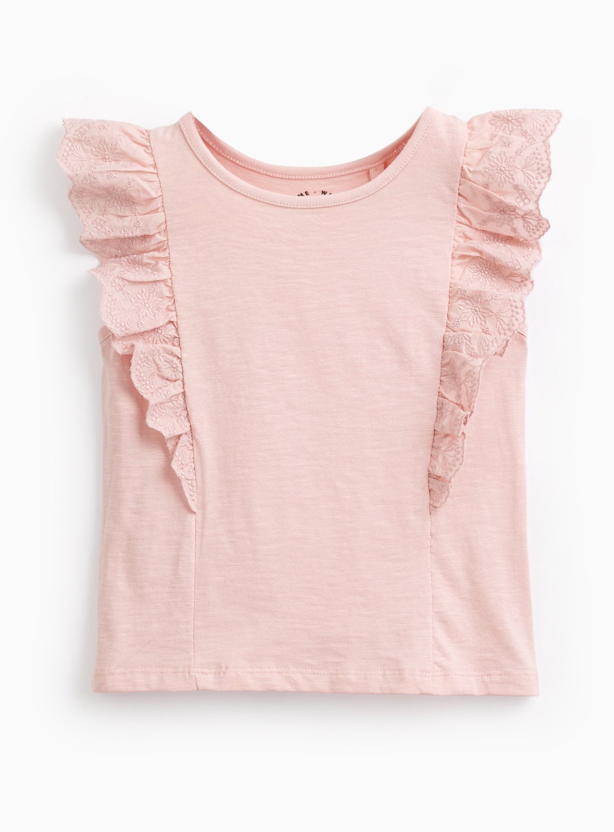 Bright Pink Broderie Detail Frill Sleeve Vest 4-5 years