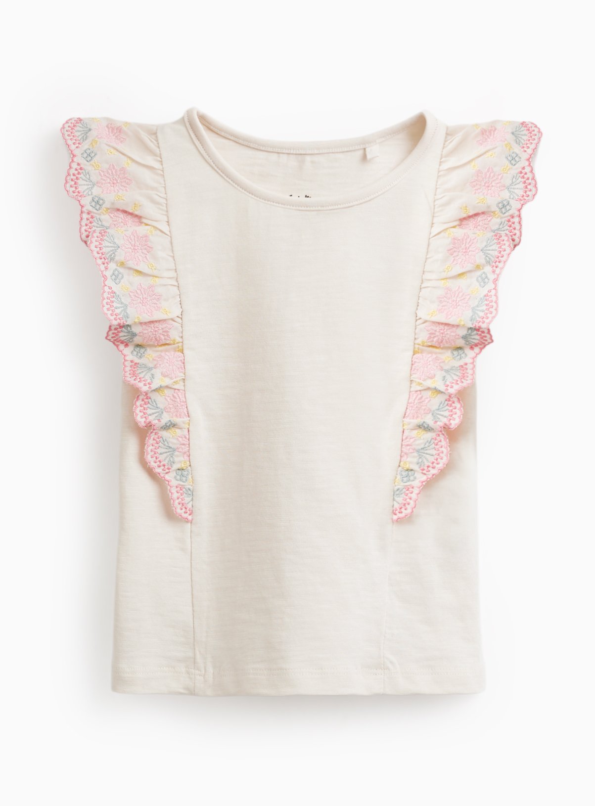 White Broderie Detail Frill Sleeve Vest 3-4 years