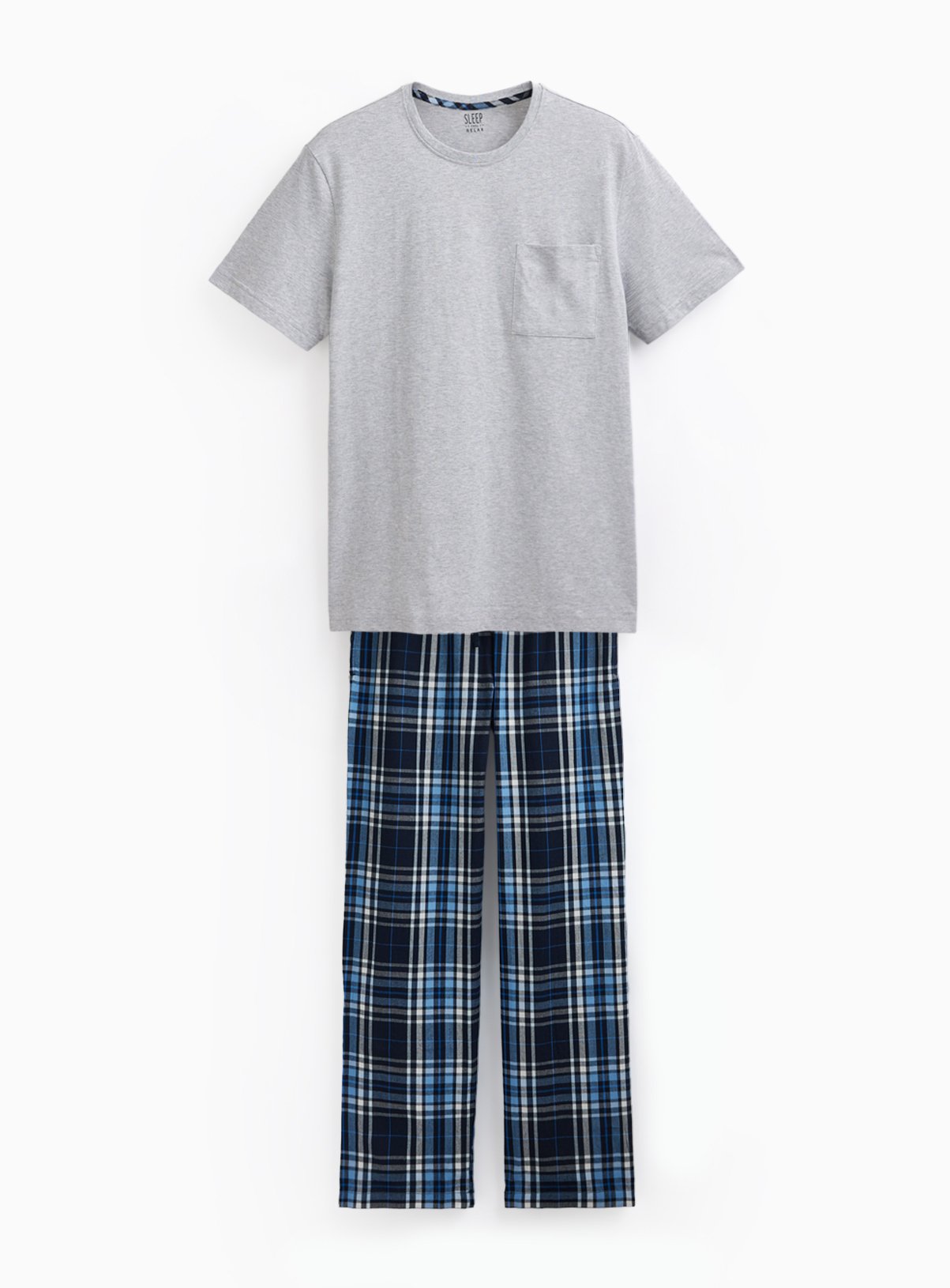 Grey Jersey Tee & Checked Pyjama Set
