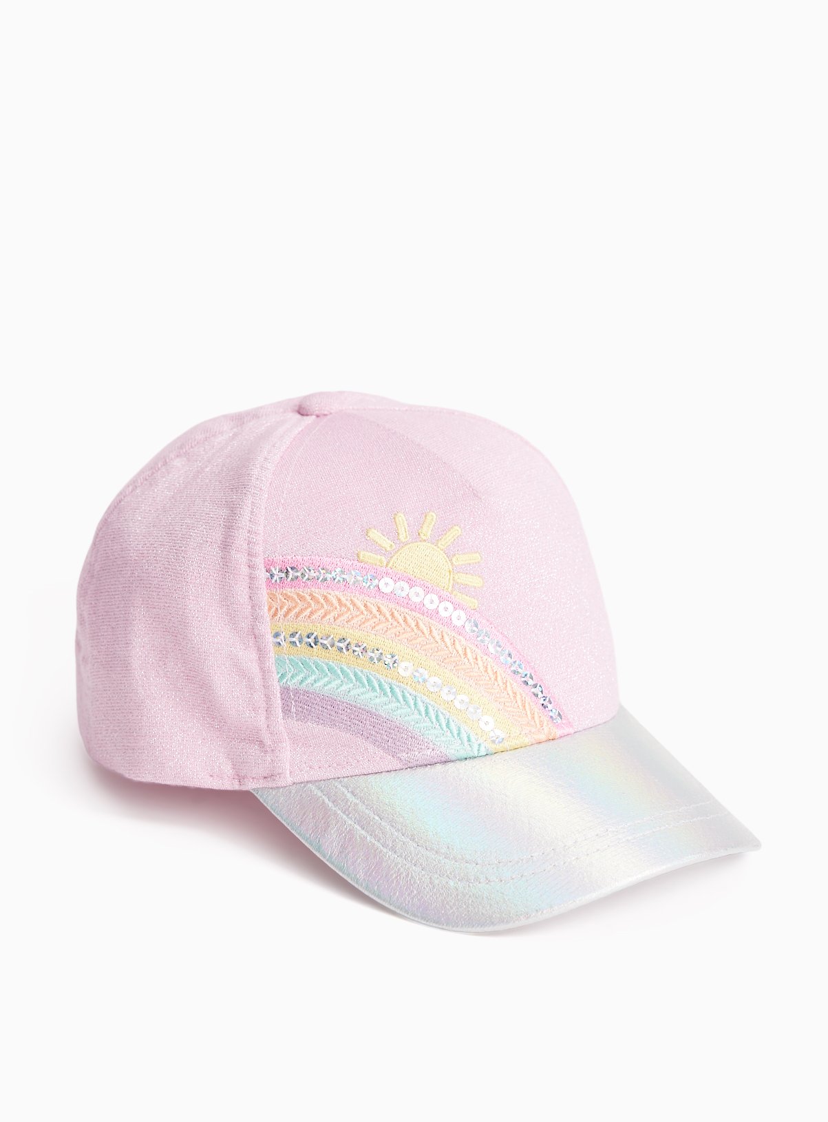 Pink Glittery Rainbow Detail Cap 