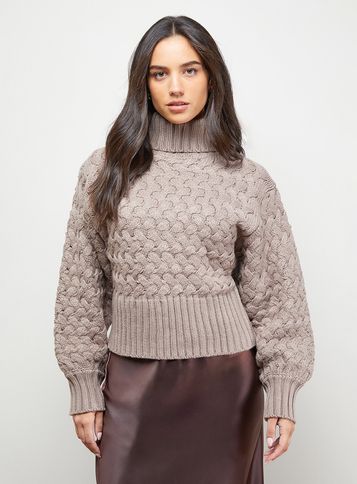 OASIS Chunky Cable Knit Roll Neck Jumper 