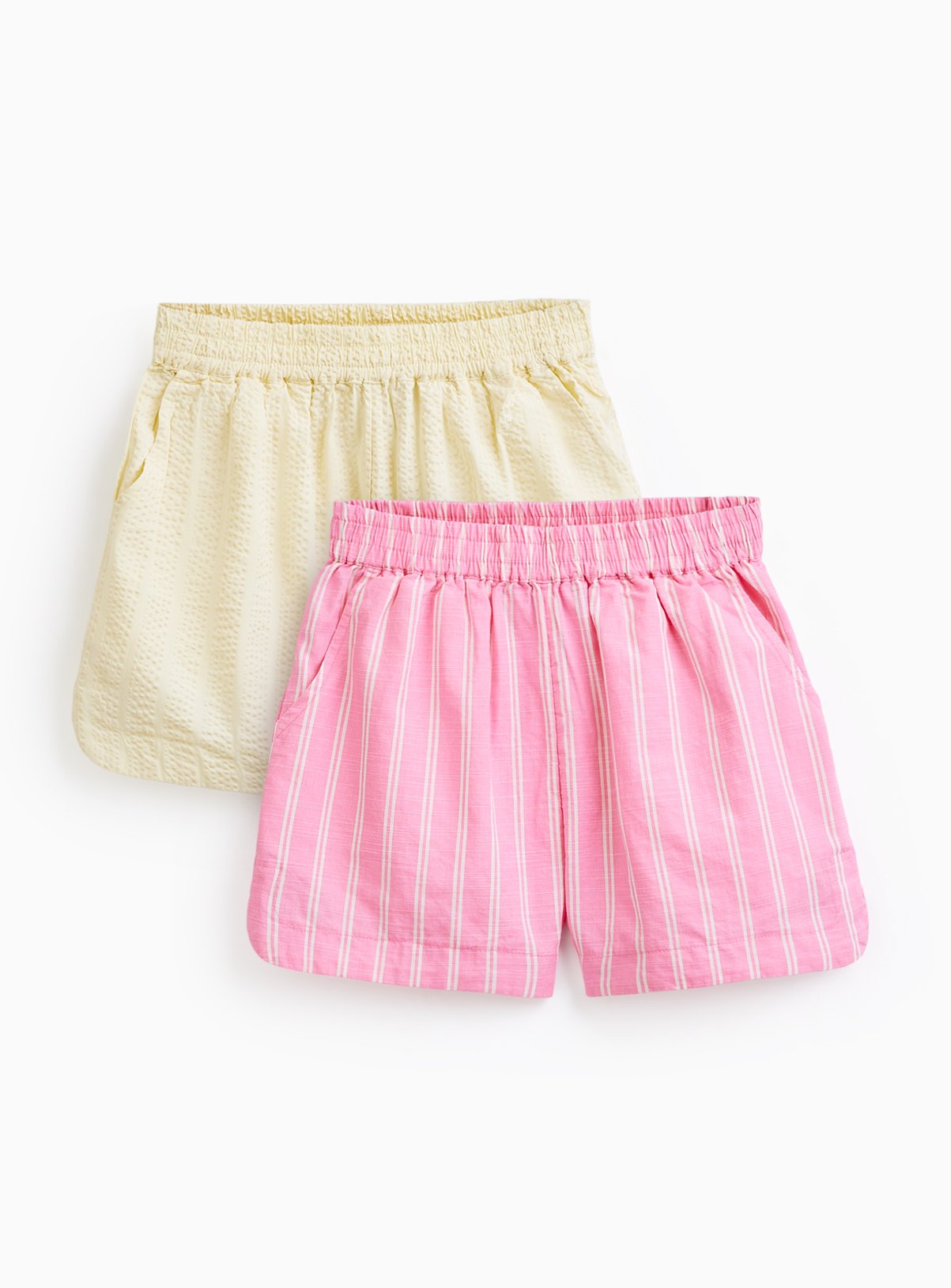 Pink Stripe & Cream Woven Shorts 2 Pack 10 years
