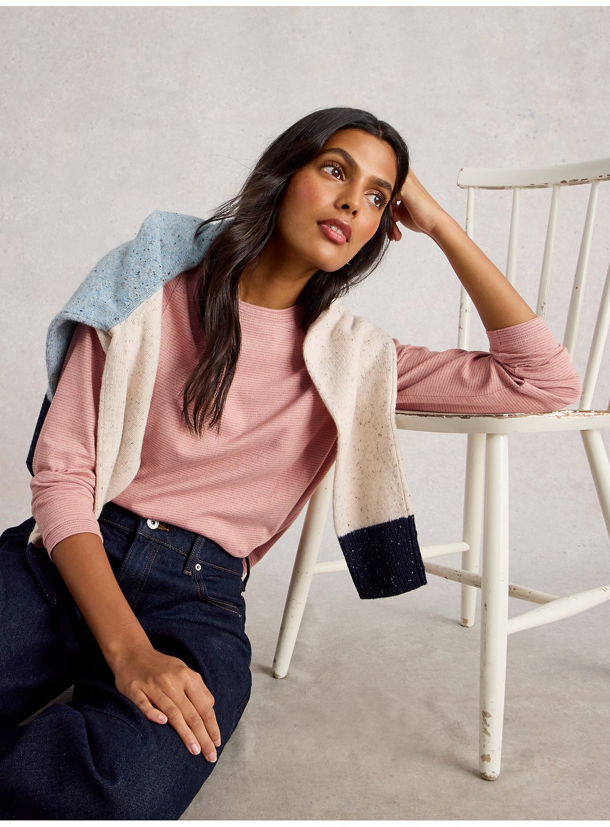 WHITE STUFF Clara Long Sleeve Sparkle T Shirt