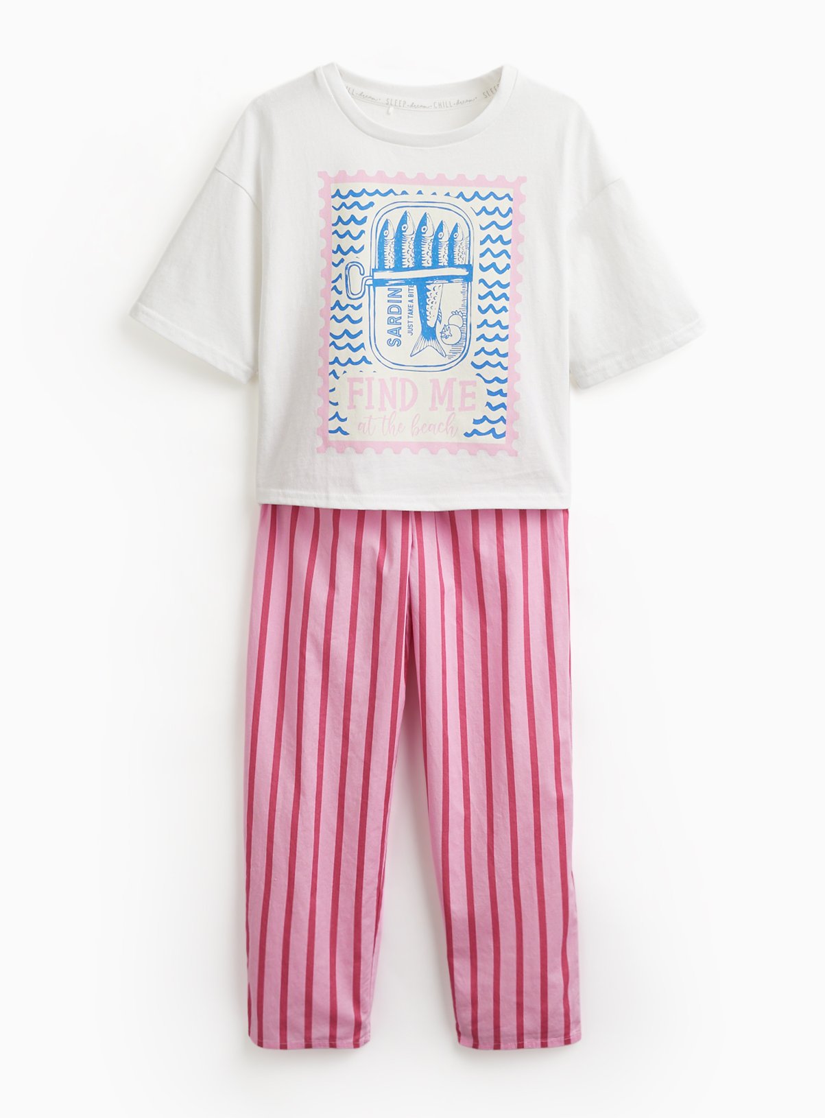 White Sardines Graphic Pyjamas 