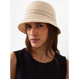 Neutral Crochet Bucket Hat One Size
