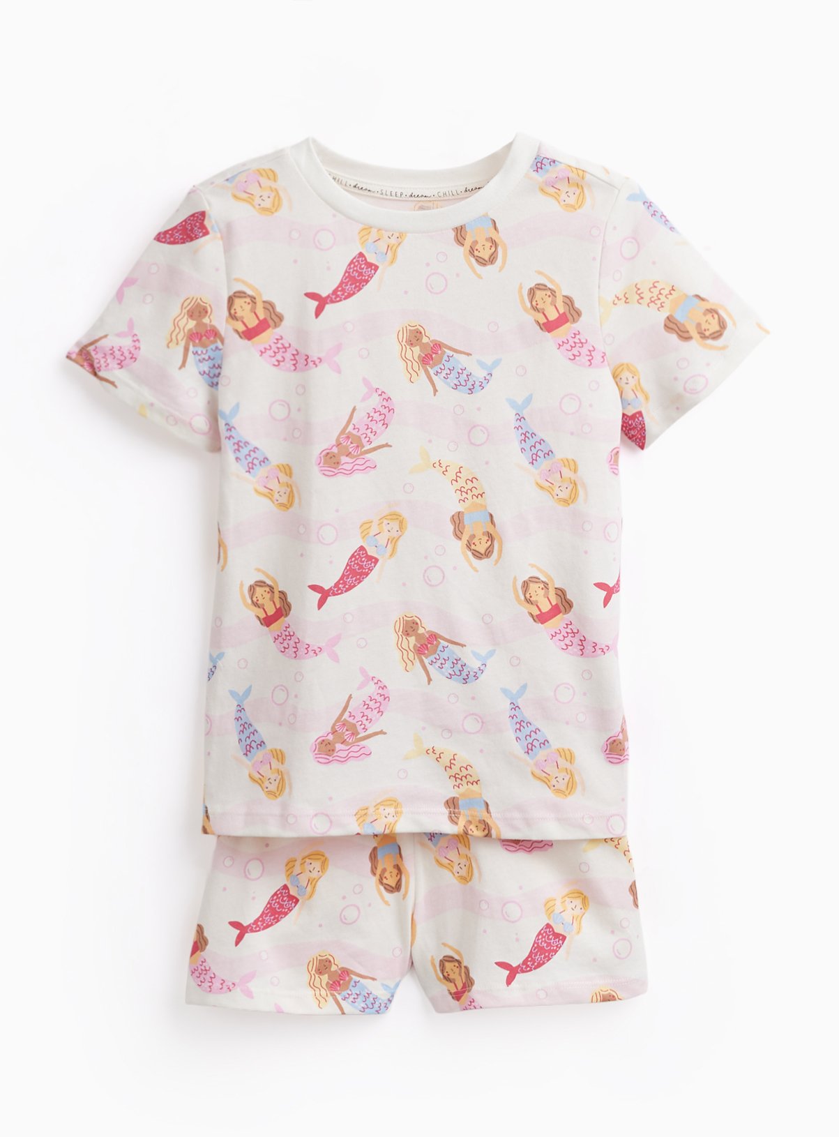 Pink Mermaid Print Shortie Pyjamas 1-2 years