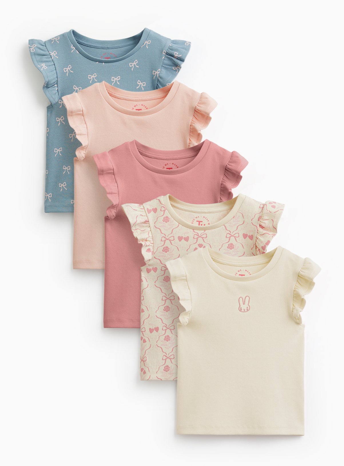 Easter Print Frill Sleeve Vests 5 Pack 