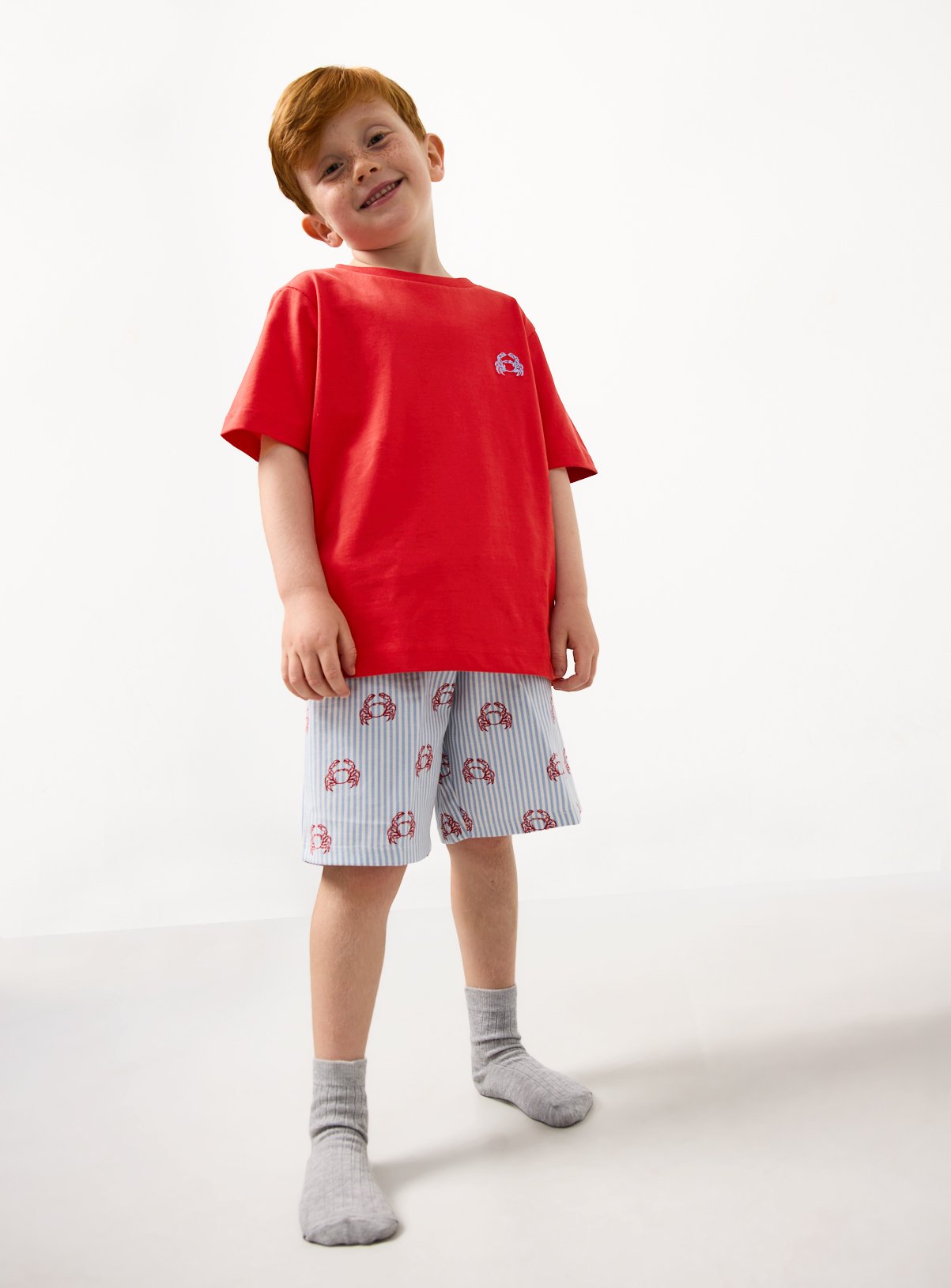 Red Crab Print Shortie Pyjamas 