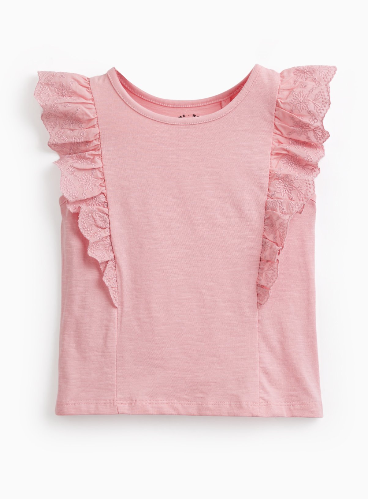 Bright Pink Broderie Detail Frill Sleeve Vest 5-6 years