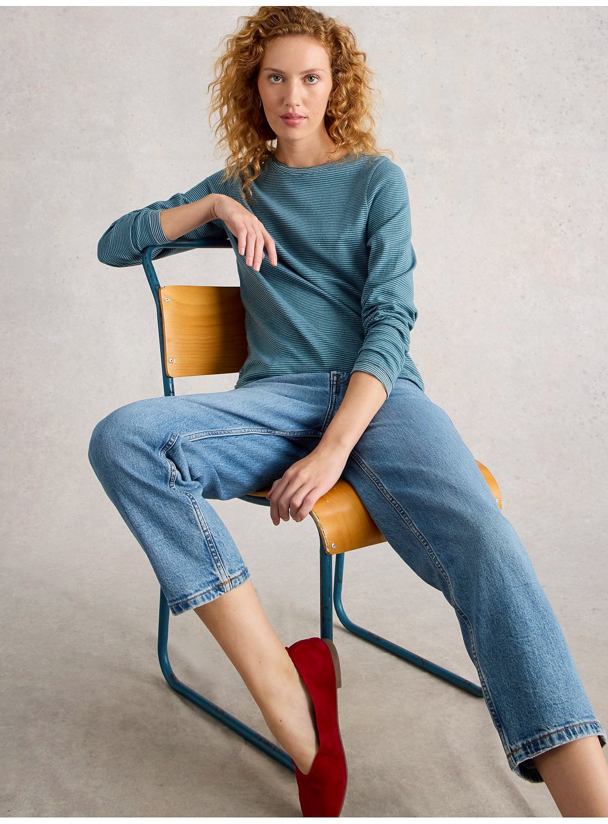 WHITE STUFF Clara Long Sleeve Sparkle T Shirt