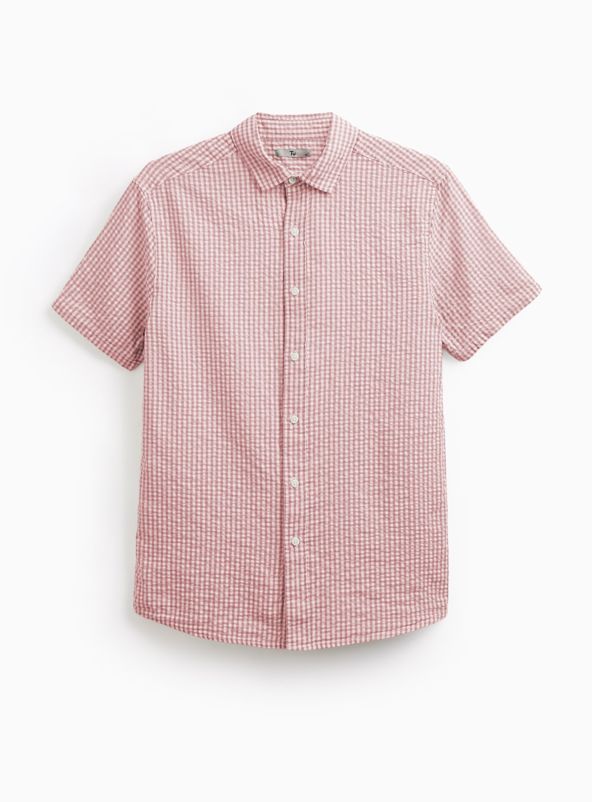 Seersucker Gingham Short Sleeve Shirt 