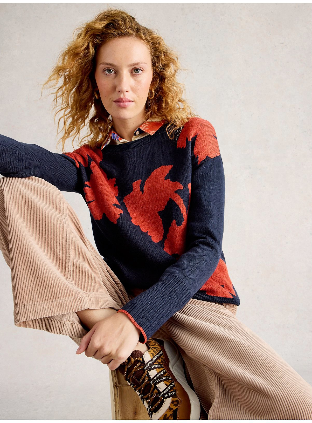 WHITE STUFF Olive Floral Jumper