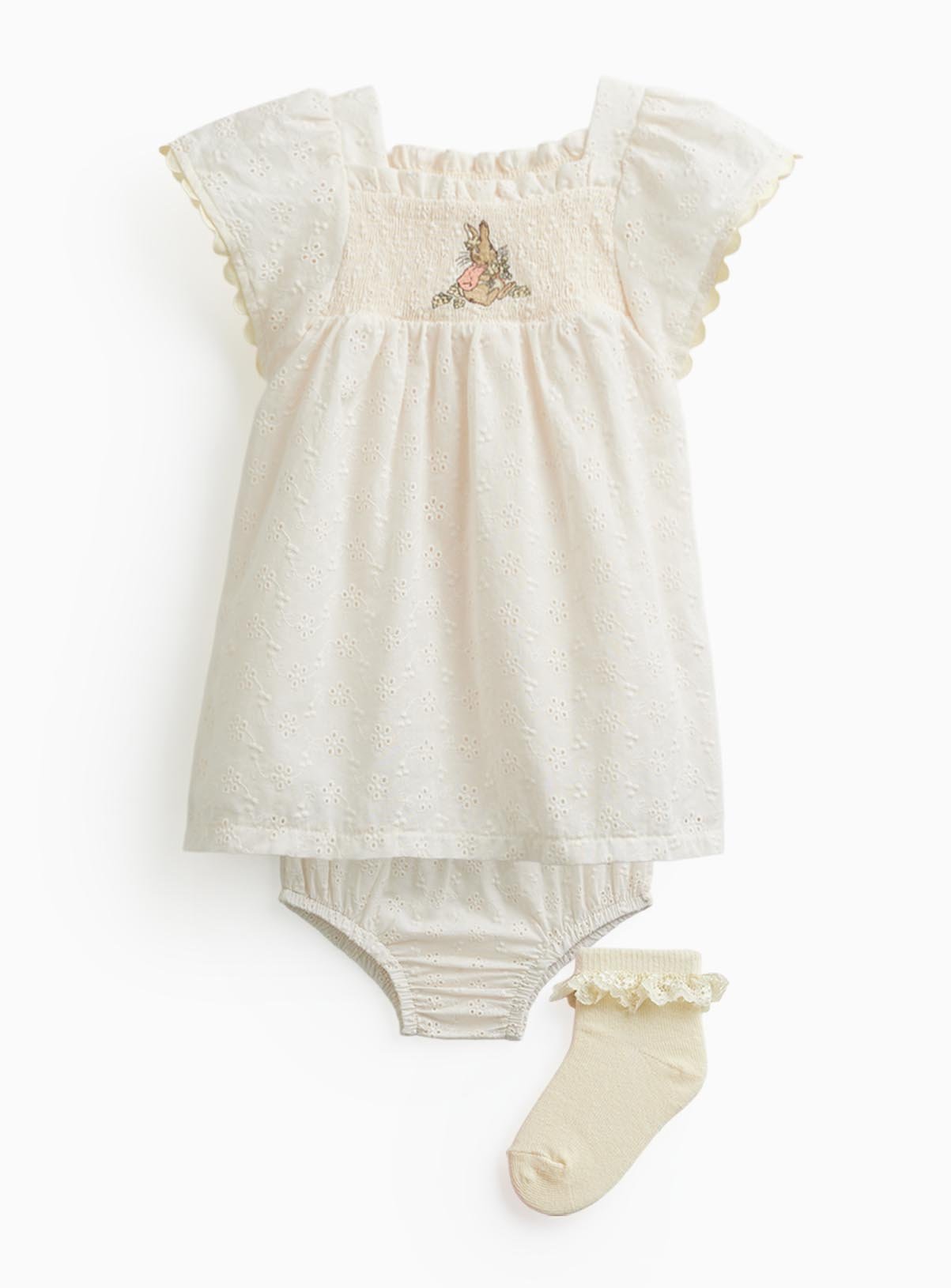 White Peter Rabbit Print 3-Piece Dress Set 3-6 months