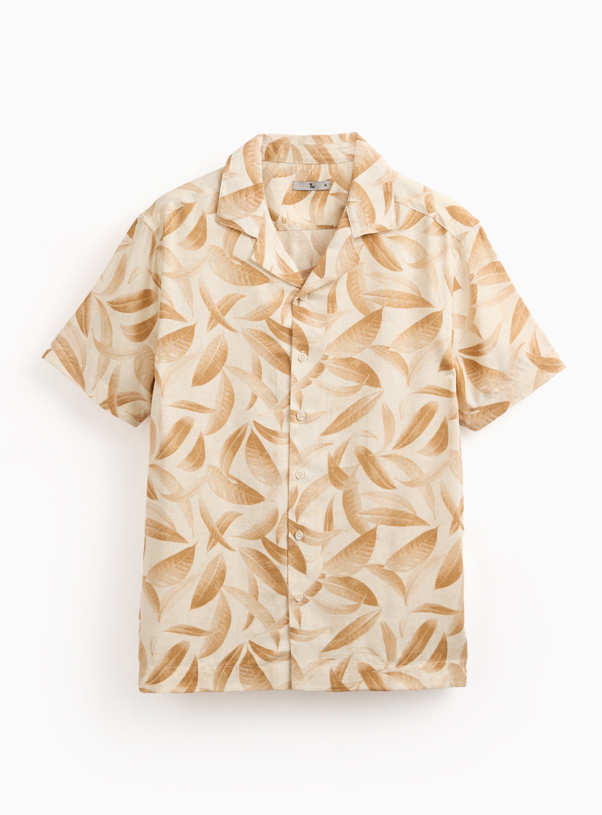 Dark Pink Leaf Print Short Sleeve Shirt XXXL