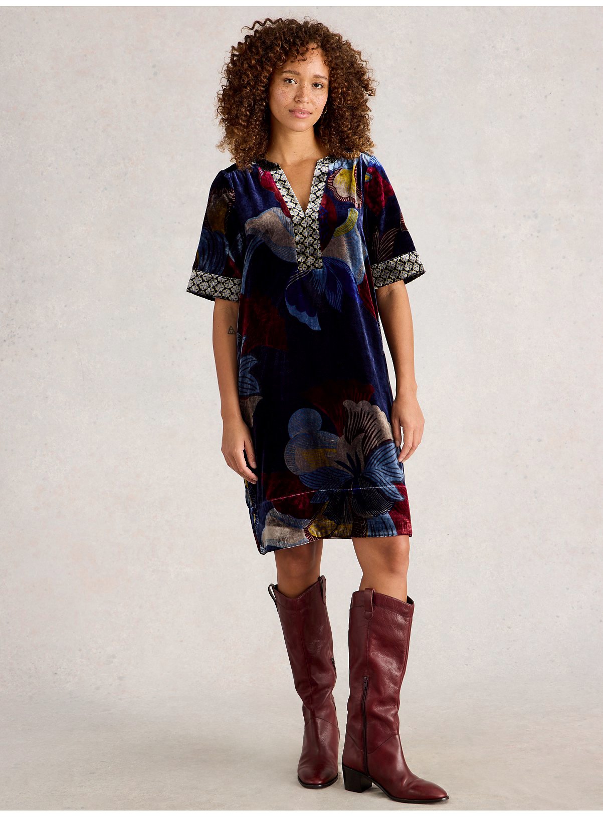 WHITE STUFF June Velvet Dress