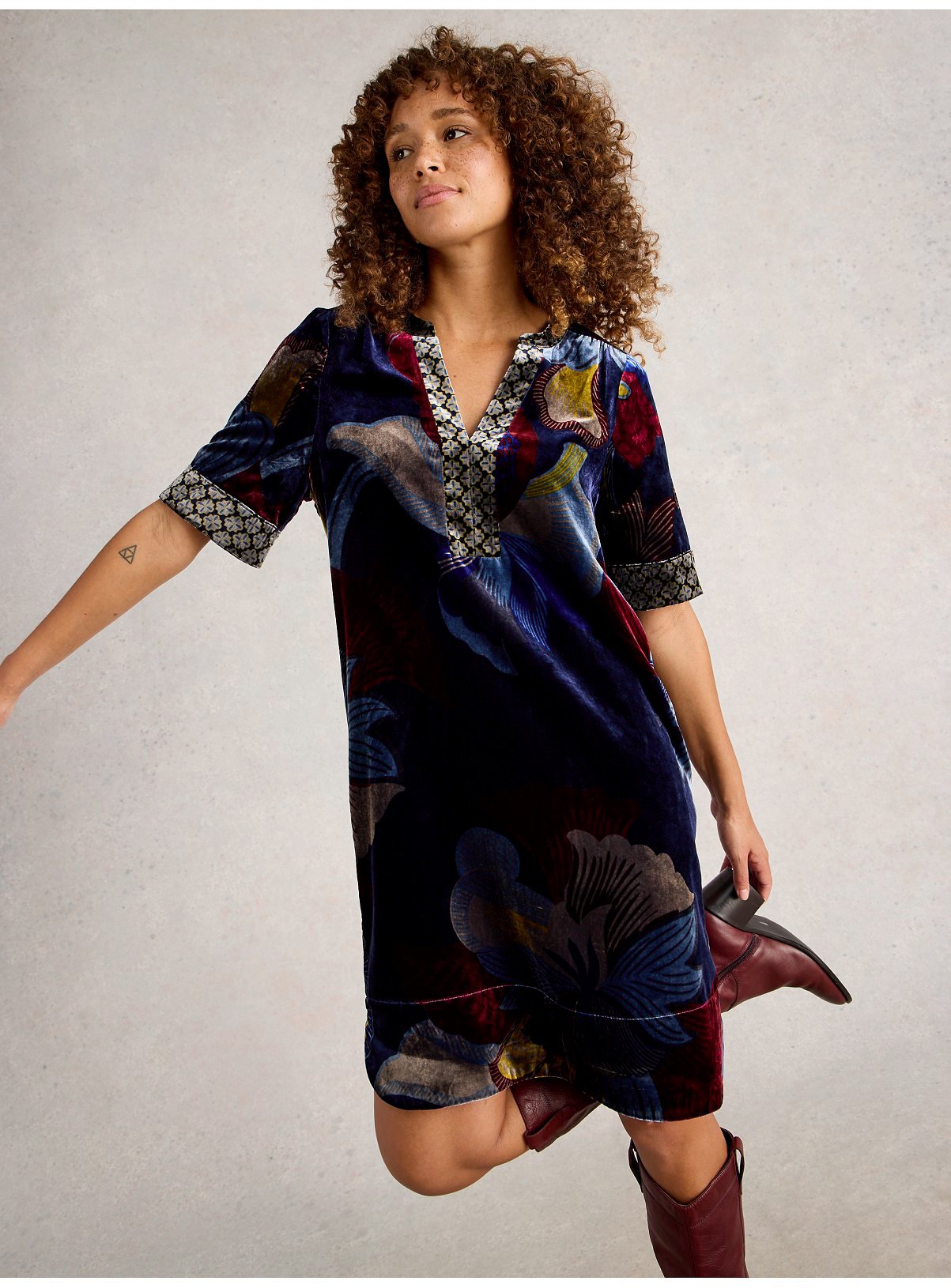 WHITE STUFF June Velvet Dress 