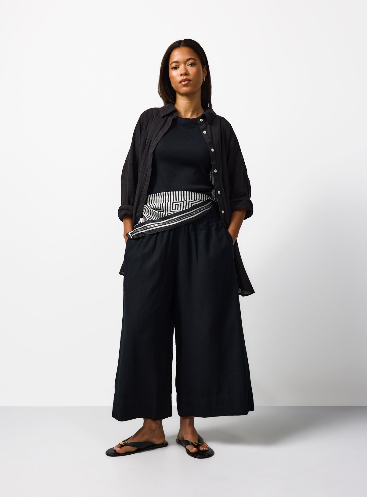 Black Linen Blend Culottes 24