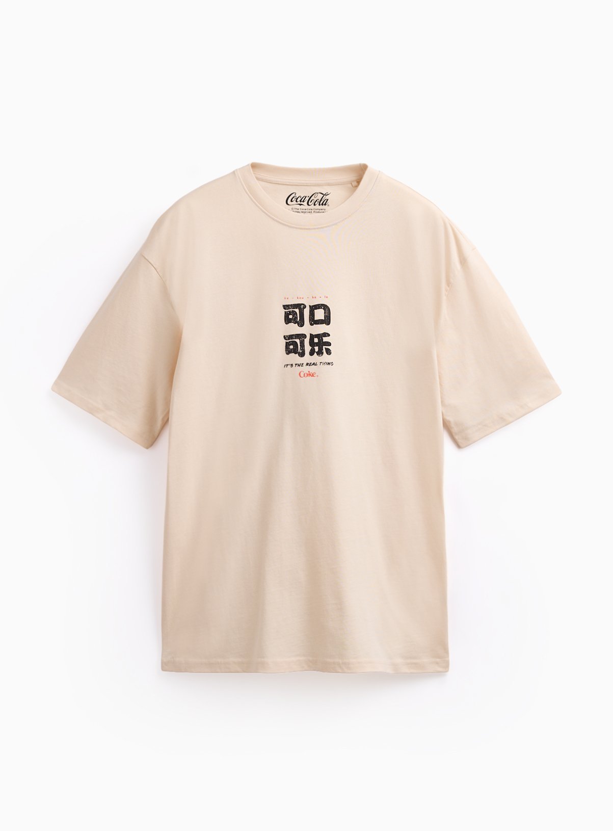 Cream Japanese Coca Cola Graphic Relaxed T-Shirt 