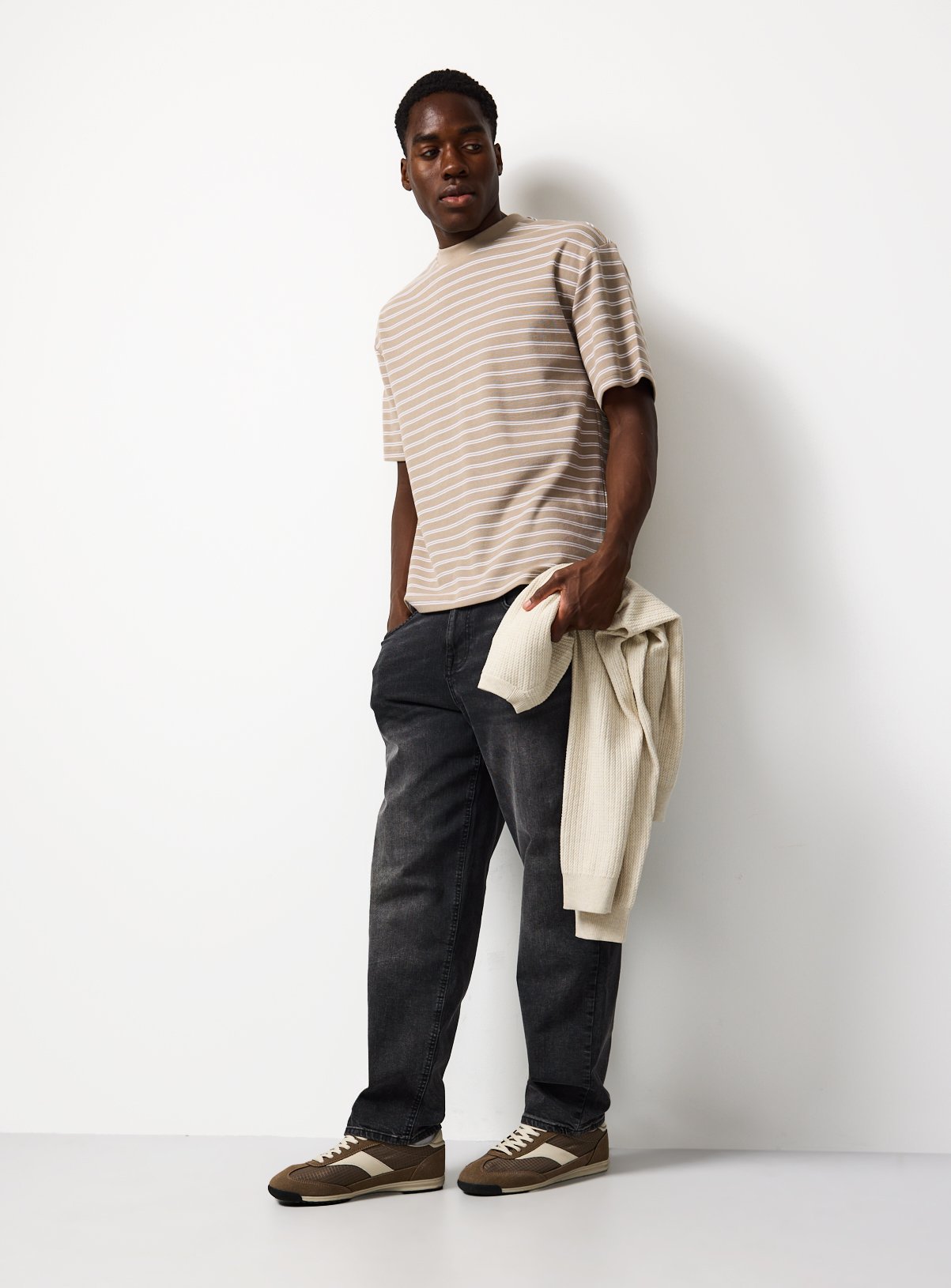 Stone Stripe Ribbed Relaxed T-Shirt XXXL