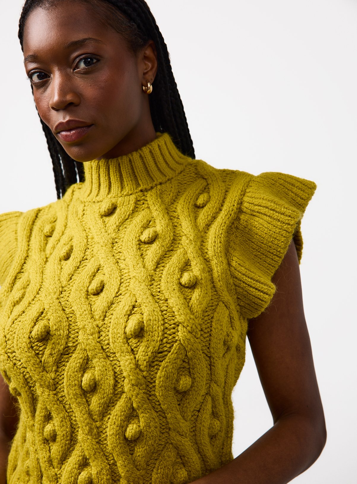 Olive Green Frill Bobble Tank 22