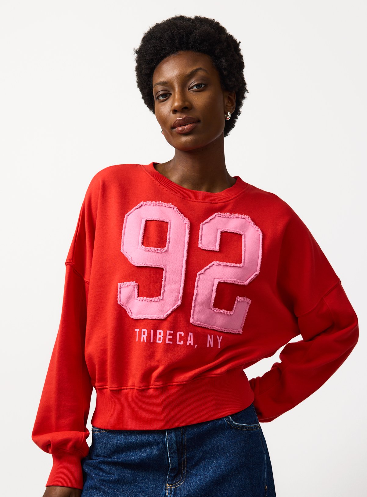 Red Tribeca Slogan Co-ord Sweatshirt S
