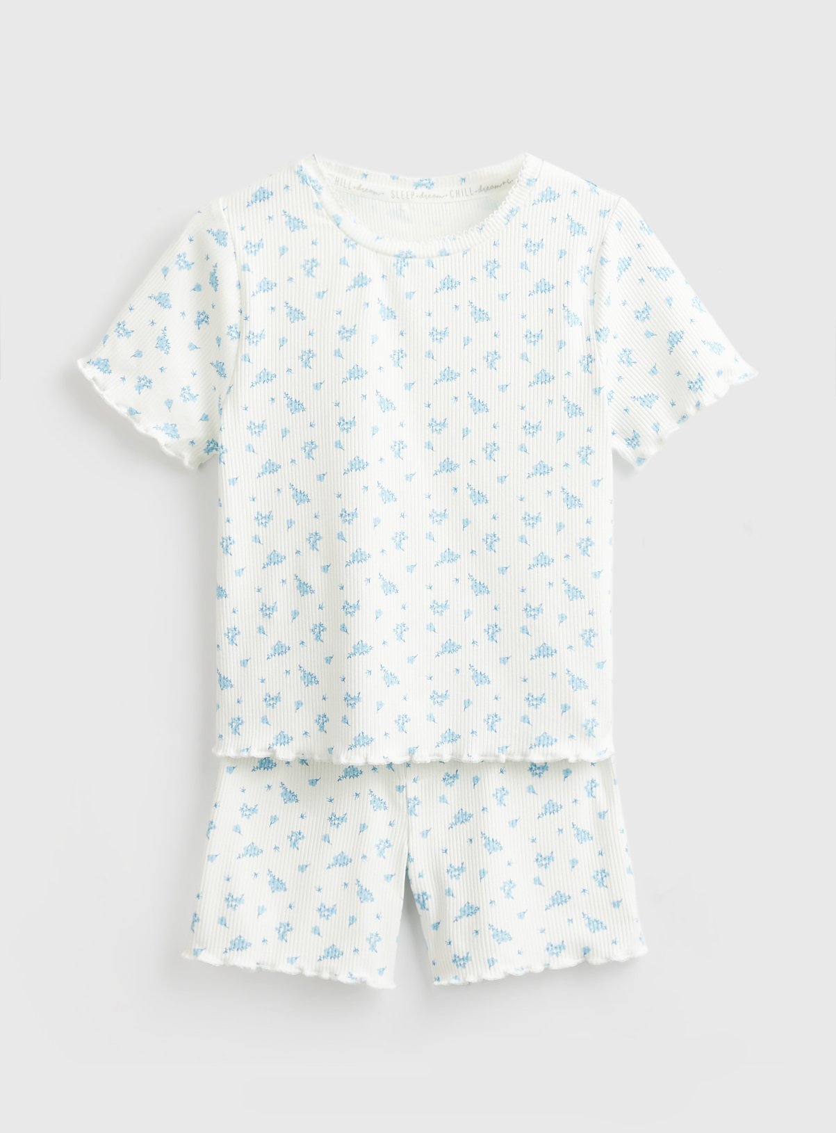 Floral Print Ribbed Shortie Pyjamas