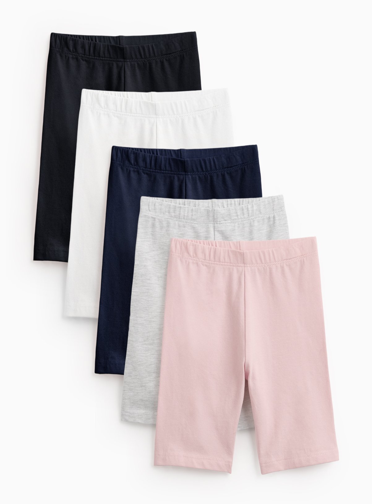 Black & Pink Jersey Cropped Leggings 5 Pack 2-3 years