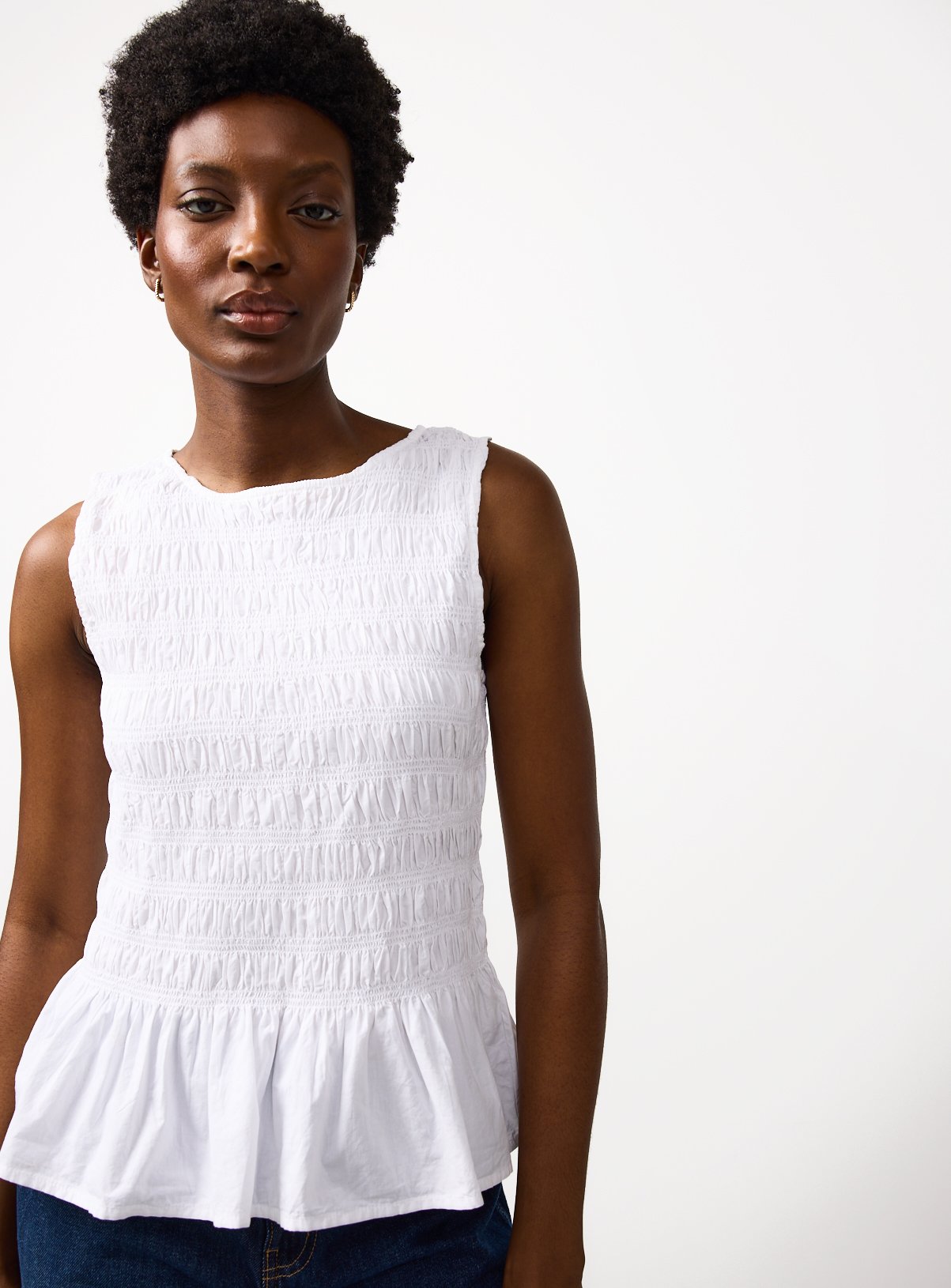 White Shirred Sleeveless Co-ord Top 18