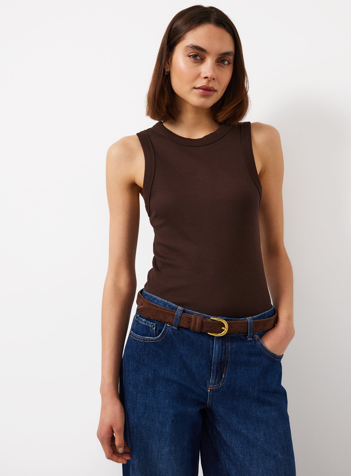 Brown Ribbed Classic Vest 20