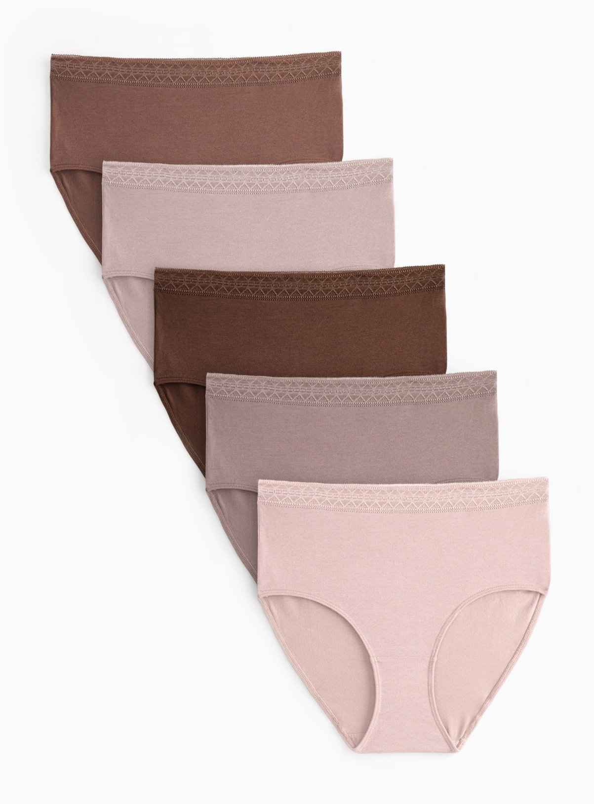Brown Tonal Full Brief Lace Knickers 5 Pack