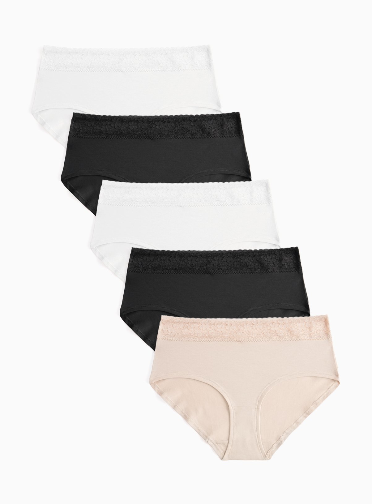 Lace Detail Shorts Knickers 5 Pack 