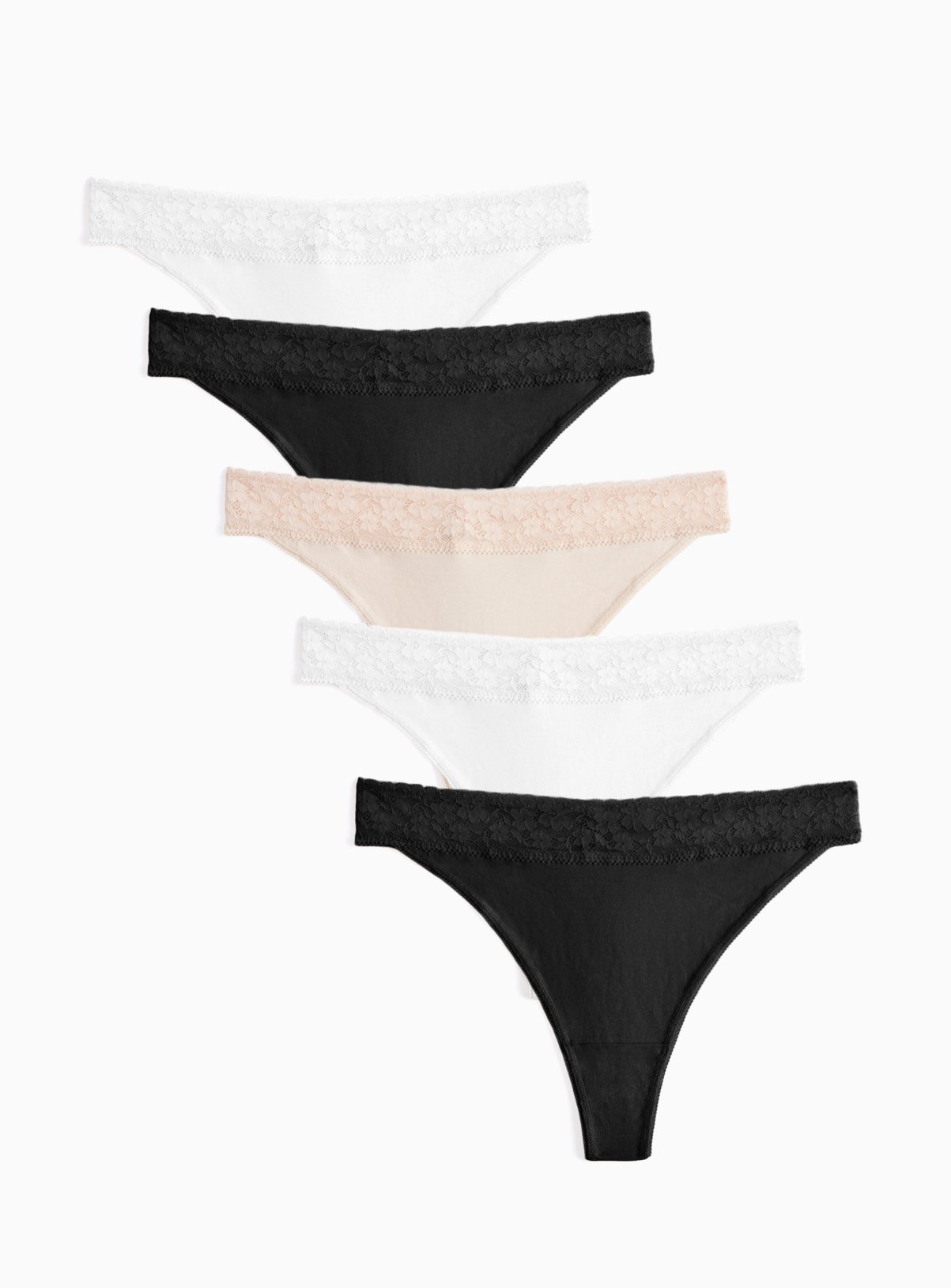 Mono & Nude Lace Thongs 5 Pack 