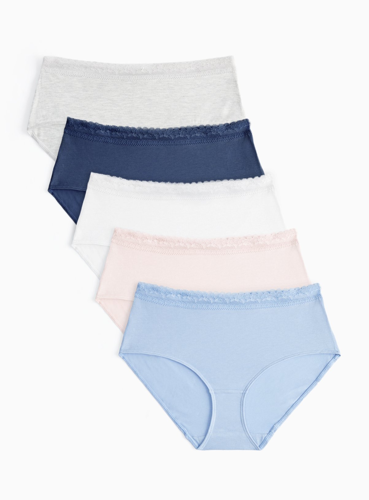 Blue & Pink Midi Lace Knickers 5 Pack