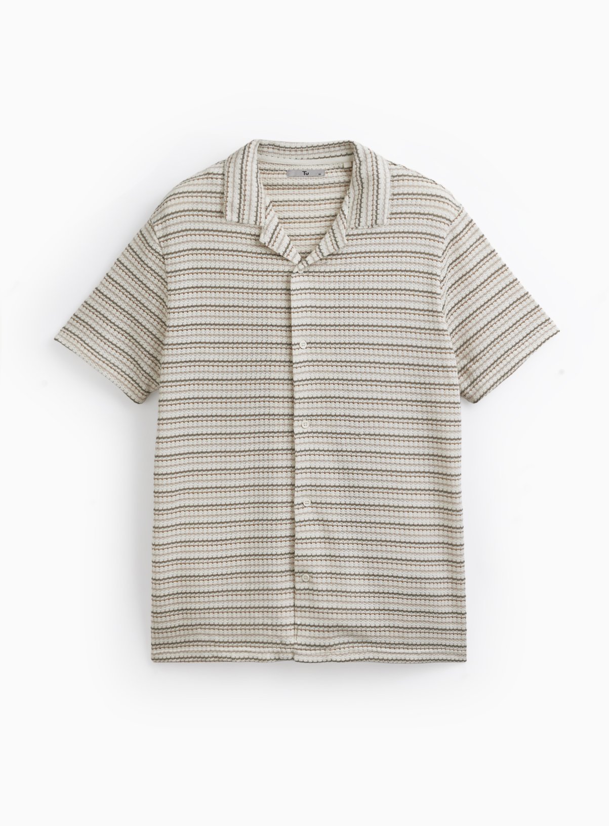 Stripe Textured Jersey Short Sleeve Shirt