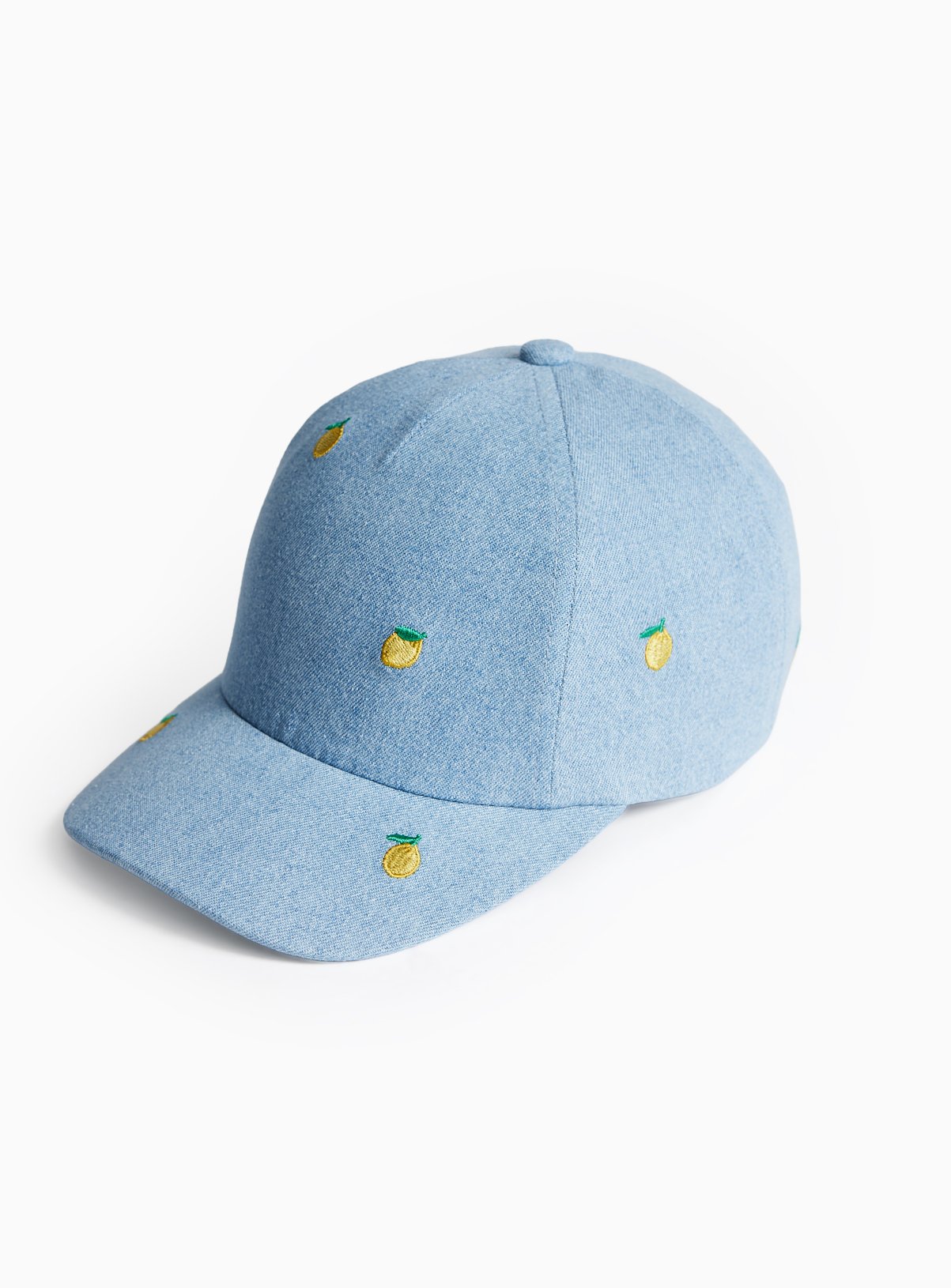 Blue Denim Lemon Embroidered Cap 