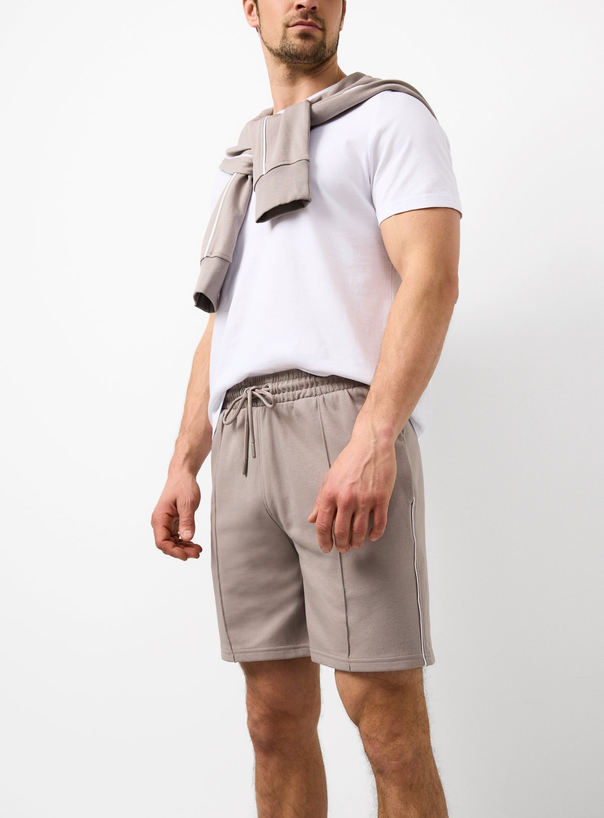 Neutral Piping Detail Pintuck Jersey Shorts XXXXL