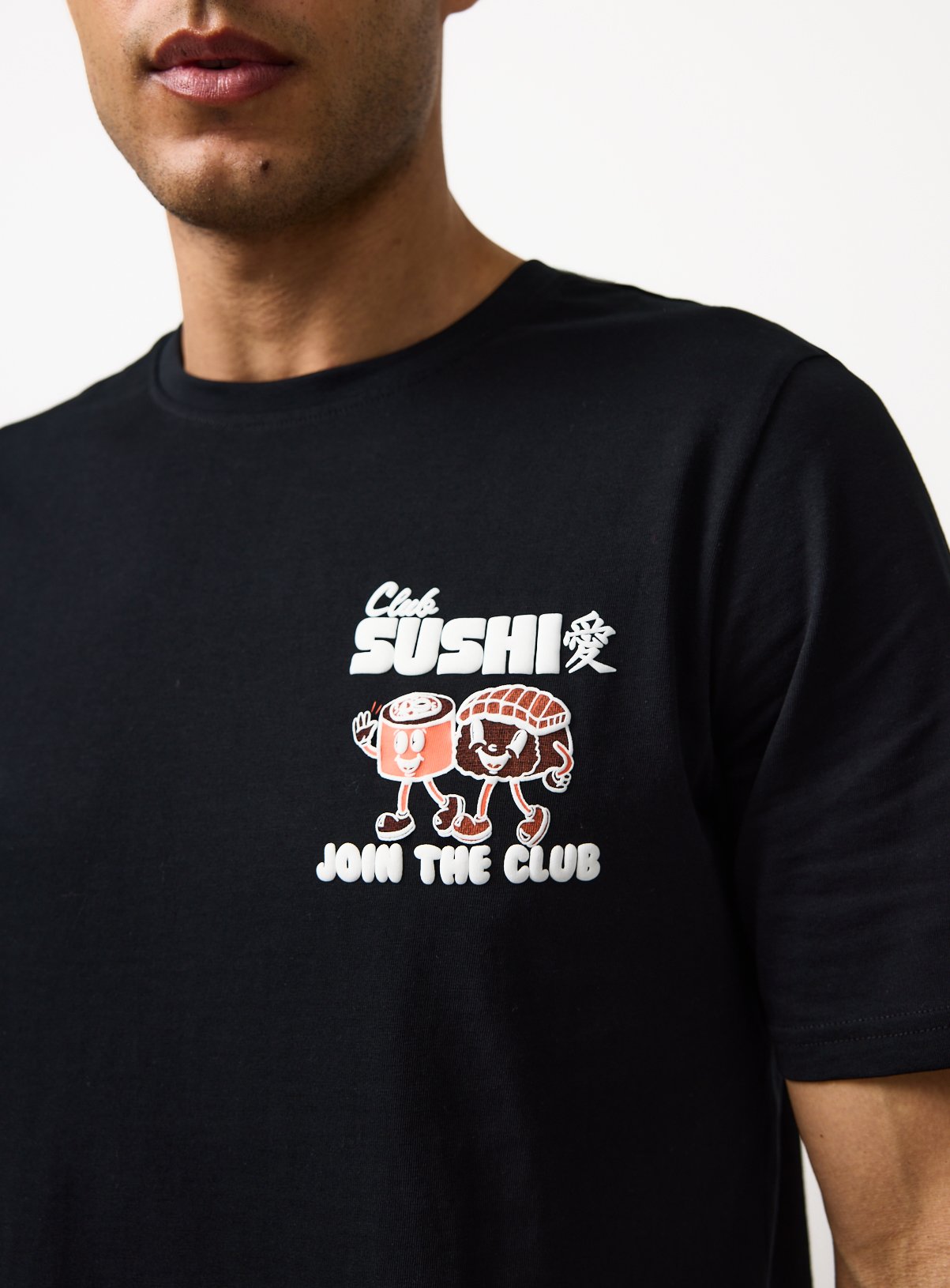 Black Club Sushi Graphic Print T-Shirt XXXXL