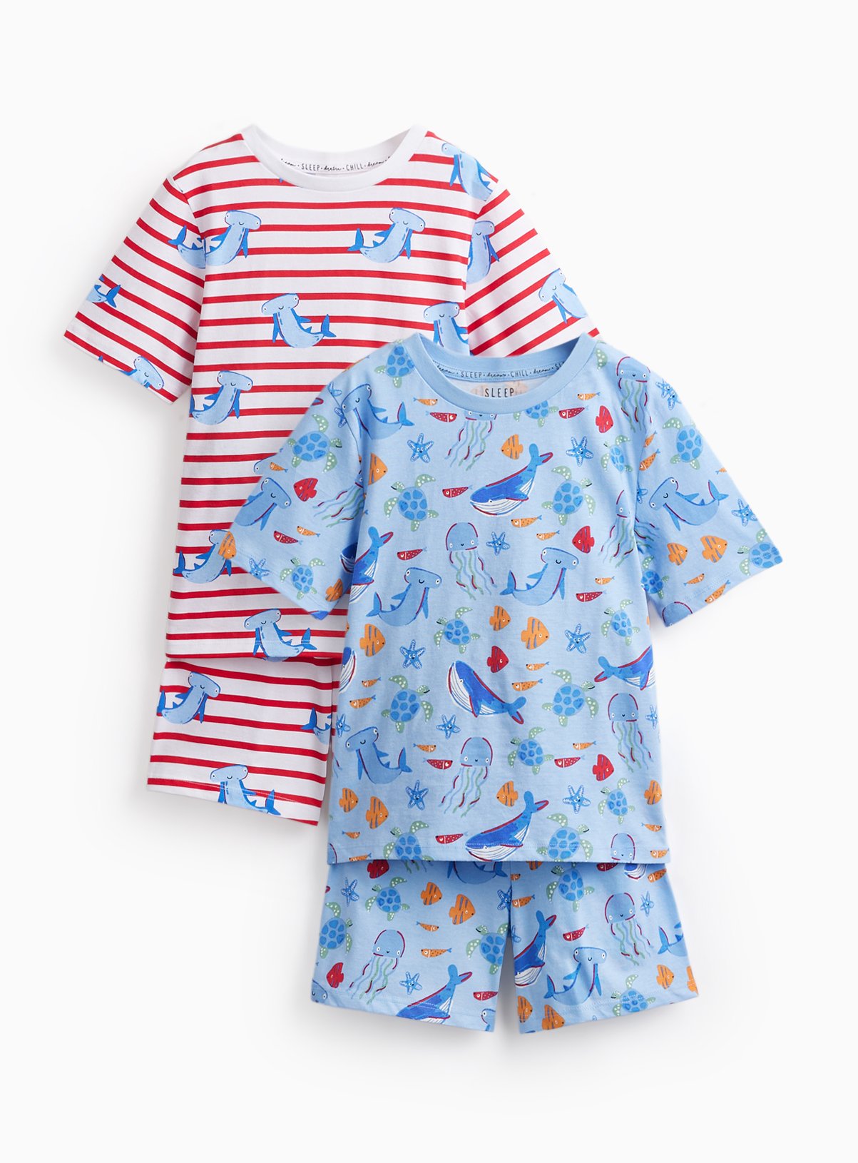 Shark Print Shortie Pyjamas 2 Pack 