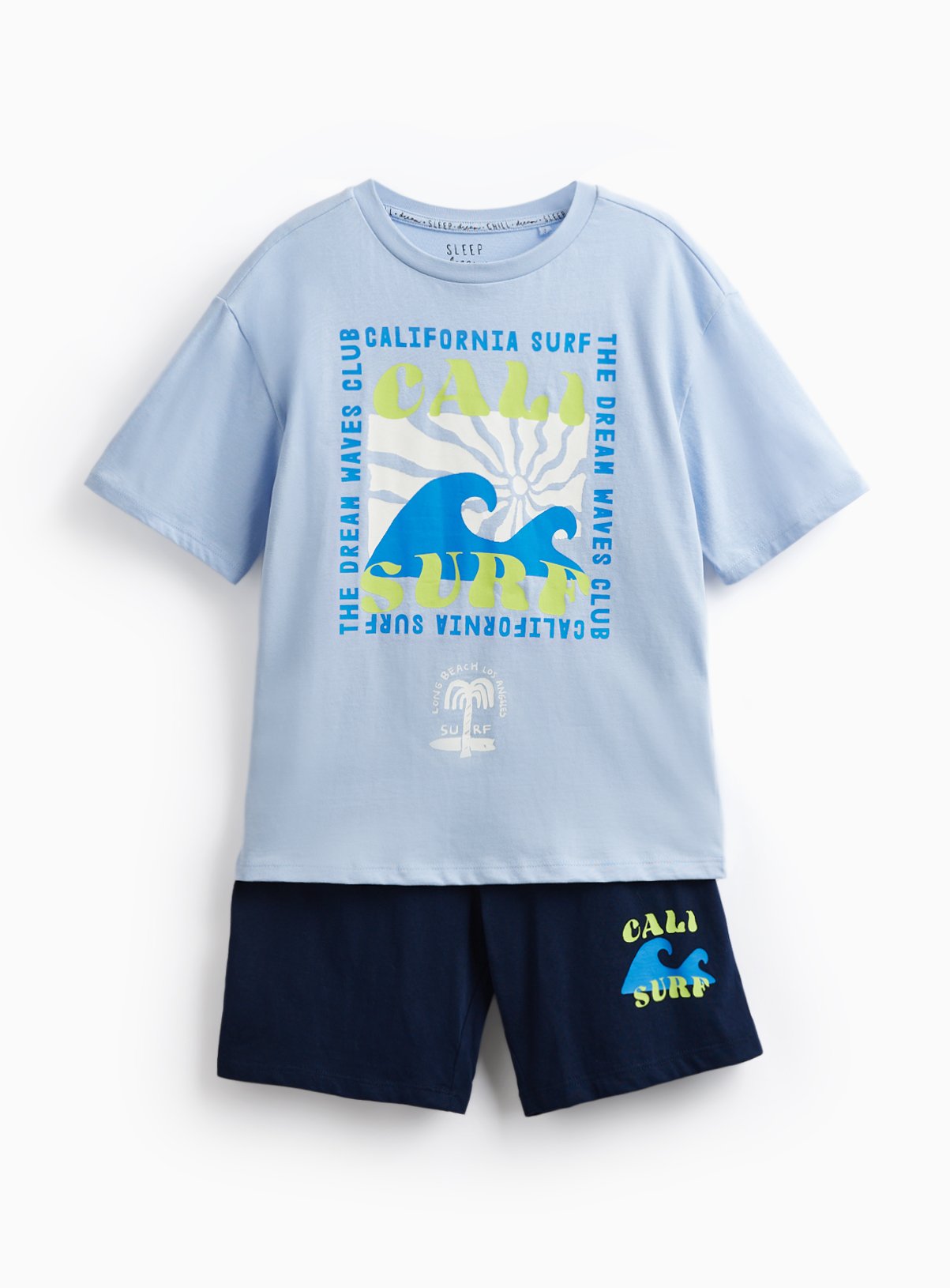 Blue Surf Graphic Shortie Pyjamas 