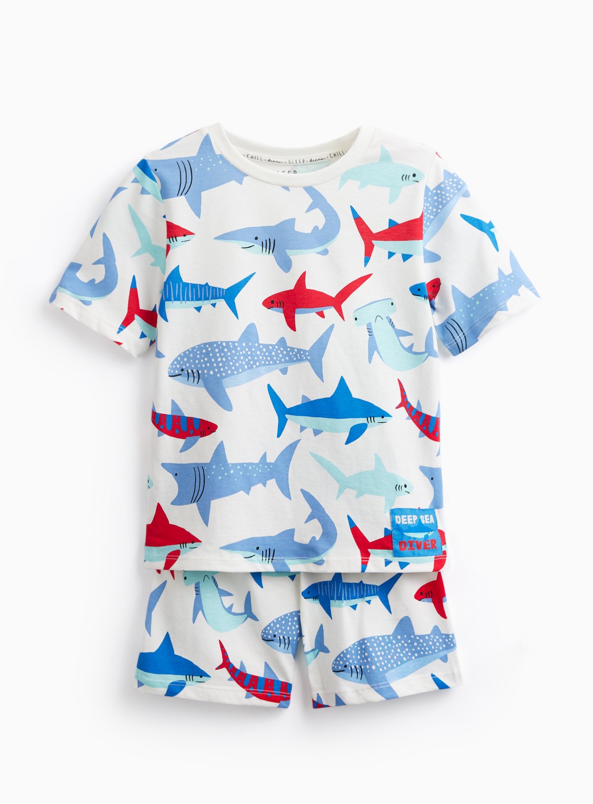 White Shark Print Shortie Pyjamas 