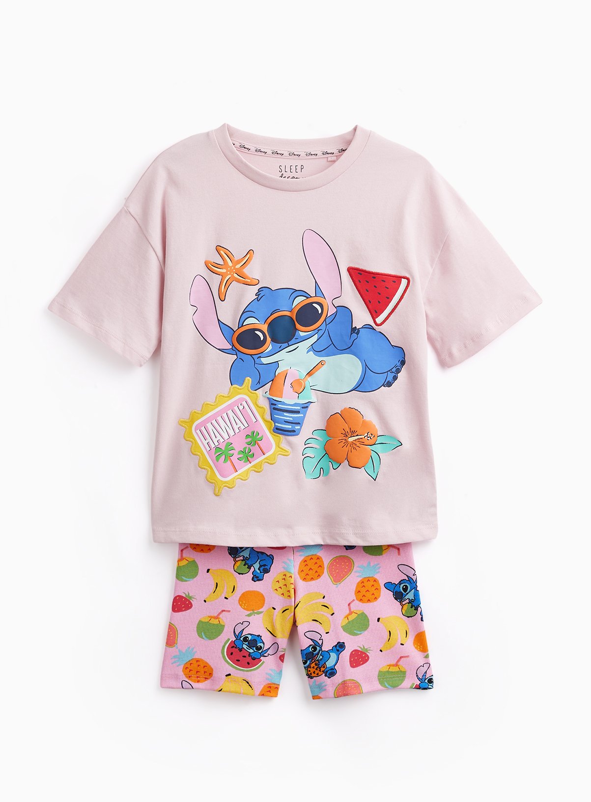 Pink Lilo & Stitch Print Shortie Pyjamas 
