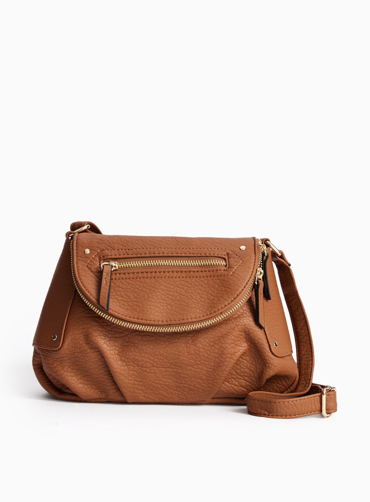 Tan PU Washed Crossbody Bag One Size