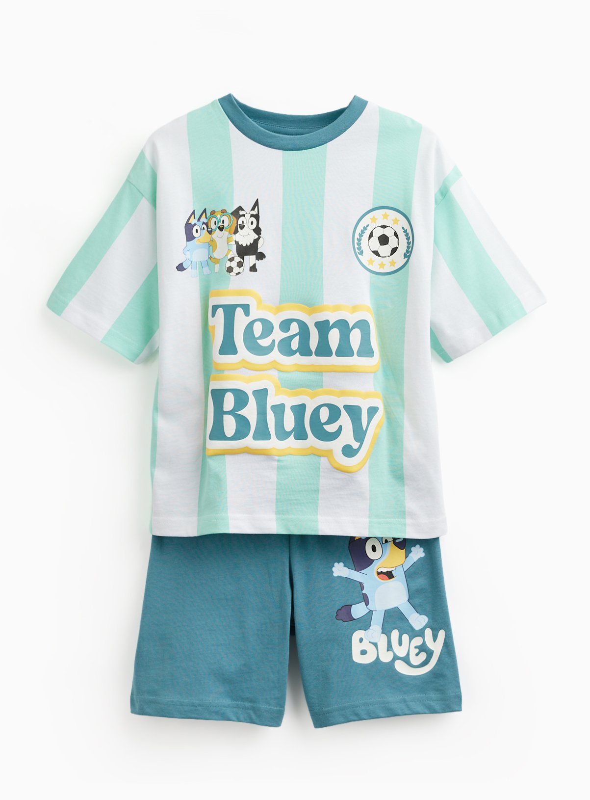Green Bluey Football Print Shortie Pyjamas 5-6 years
