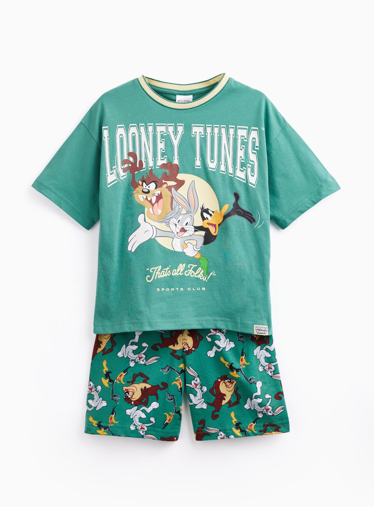 Green Looney Tunes Print Shortie Pyjamas 4-5 years