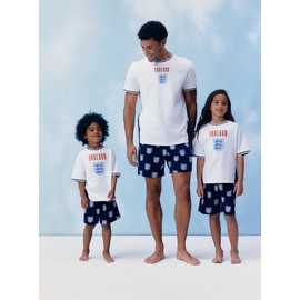Mini Me Kids' White England Football Print Shortie Pyjamas