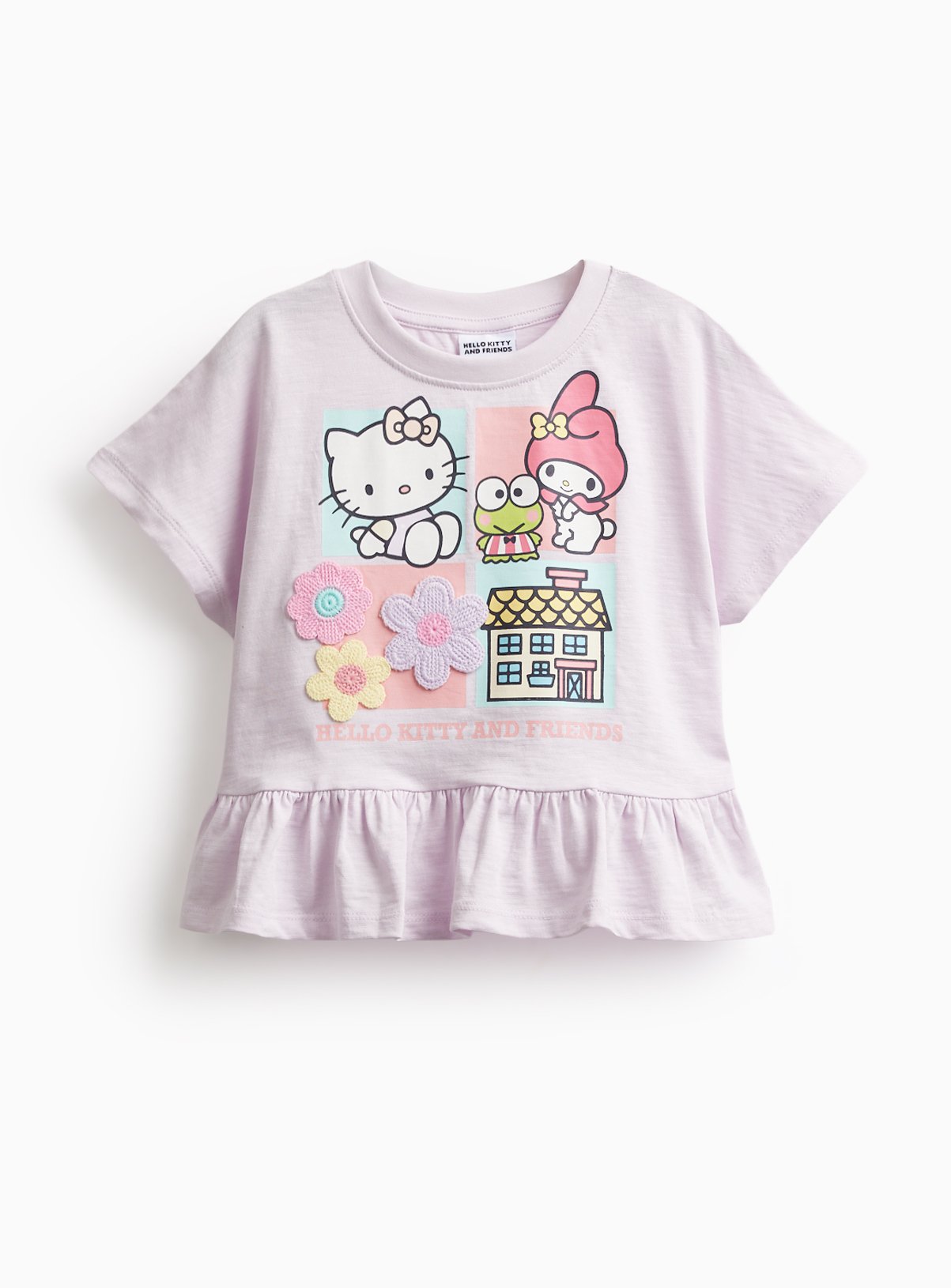 Lilac Hello Kitty Graphic Frill Hem T-Shirt 