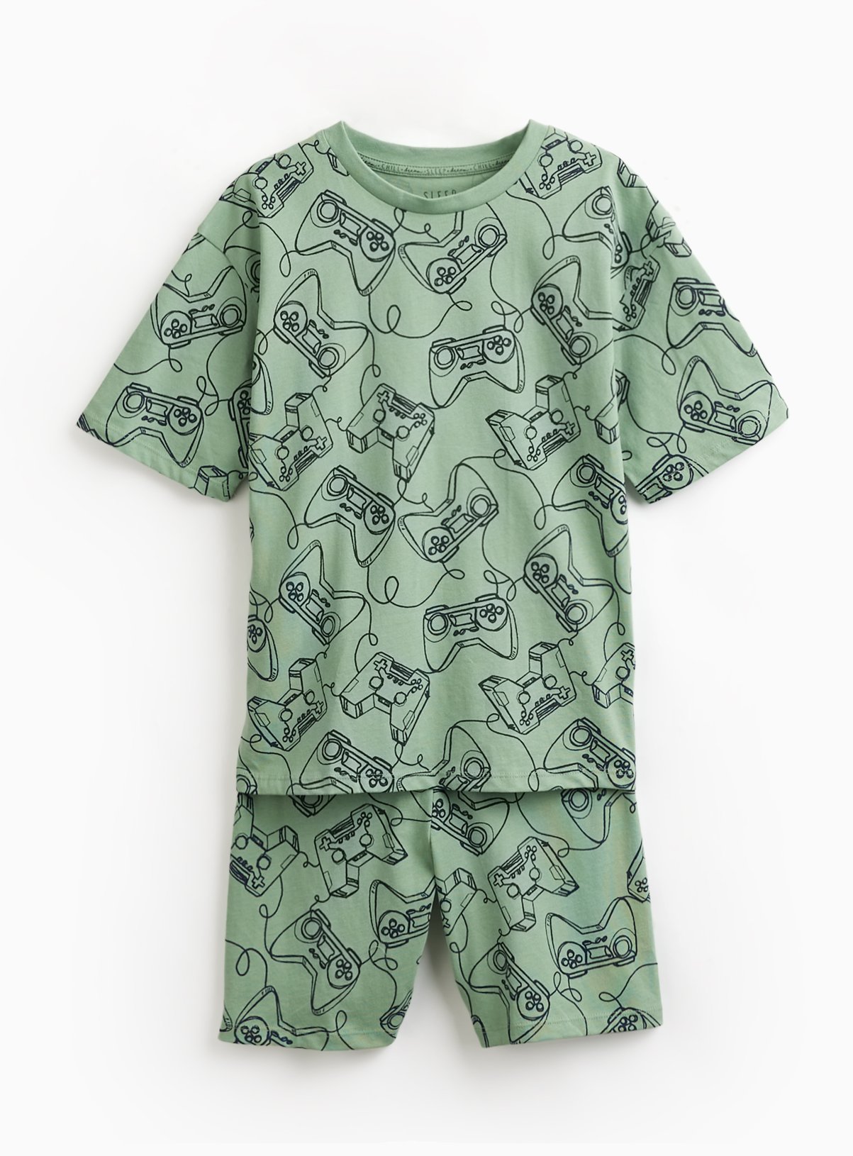 Green Gaming Print Shortie Pyjamas 