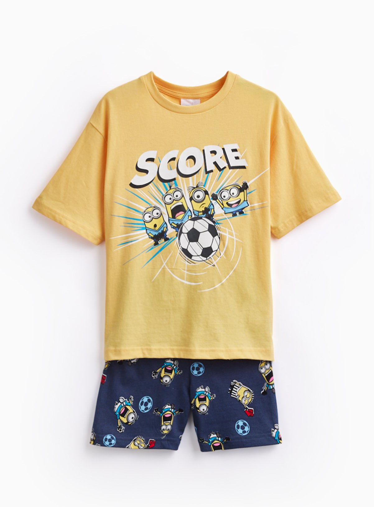 Yellow Minion Football Print Shortie Pyjamas