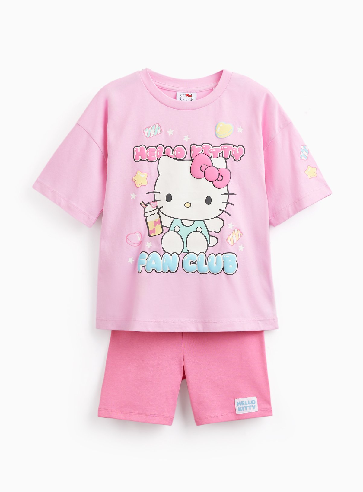 White & Pink Hello Kitty Print Pyjamas 