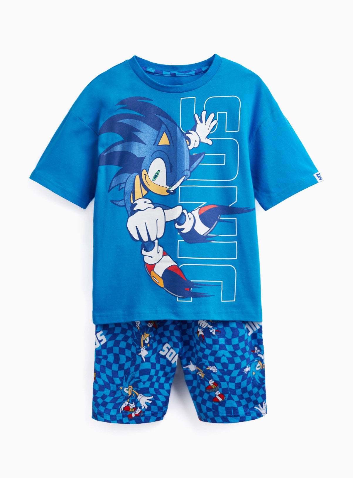 Blue Sonic Print Shortie Pyjamas